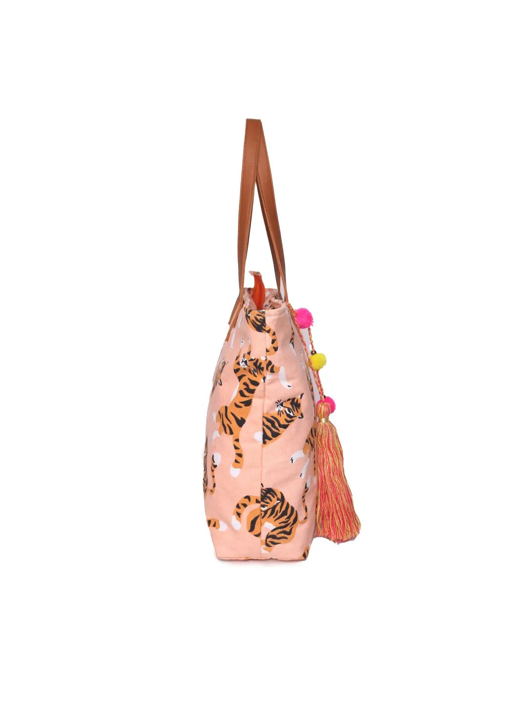Tiger Printed Canvas  Womens Tote Bag