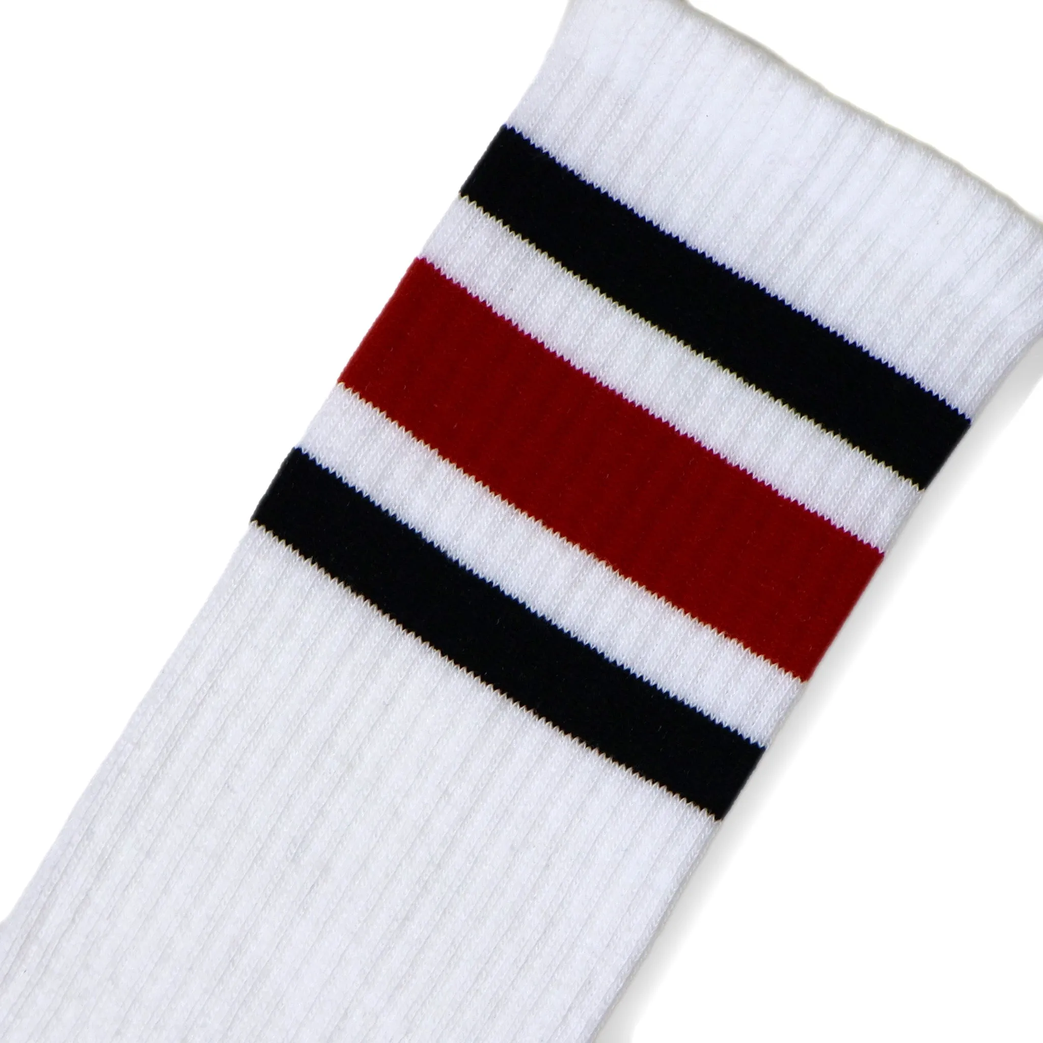 True Knee High Socks | White | Red & Black Striped