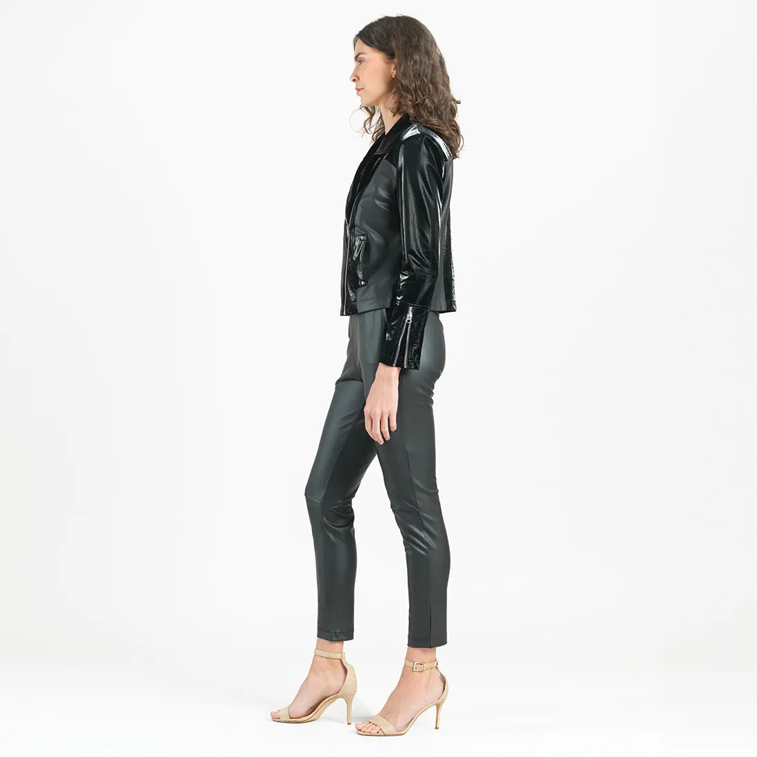 Vinyl - Liquid Leather™ Panel Zip Cuff Pocket Jacket - Black - Limited Edition!